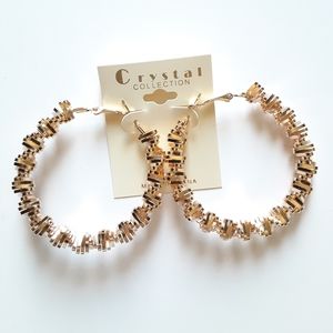 Crystal Collection Gold Hoop Earrings